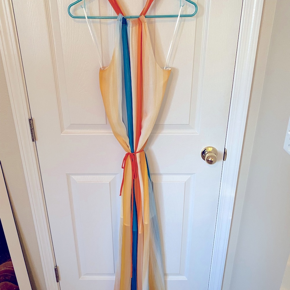 H&M multi-stripe halter maxi dress